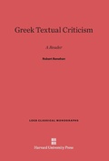 Cover: Greek Textual Criticism - Harvard University Press