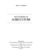 Cover: The Governing of Agriculture - University Press of Kansas