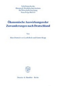 Abbildung von: Ökonomische Auswirkungen der Zuwanderungen nach Deutschland - Duncker & Humblot