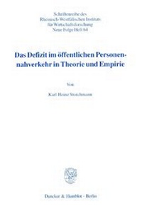 Abbildung von: Das Defizit im öffentlichen Personennahverkehr in Theorie und Empirie - Duncker & Humblot