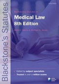 Cover: Blackstone's Statutes on Medical Law - Oxford University Press