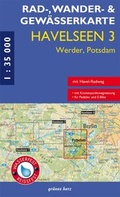 Cover: Rad-, Wander- und Gew&auml;sserkarte Havelseen 3: Werder, Potsdam - gr&uuml;nes herz