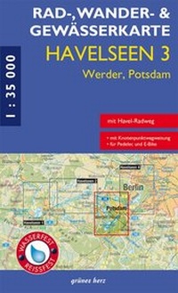 Abbildung von: Rad-, Wander- und Gewässerkarte Havelseen 3: Werder, Potsdam - grünes herz