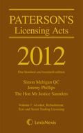Cover: Paterson's Licensing Acts 2012 - Butterworths Law