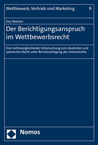 Abbildung von: Der Berichtigungsanspruch im Wettbewerbsrecht - Nomos