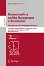 Cover: Human Interface and the Management of Information. Information and Knowledge in Context - Springer