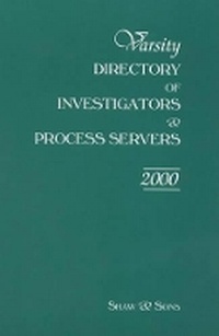 Enlarge image Cover: Varsity Directory of Investigators and Process Servers 2000 - Shaw & Sons Ltd