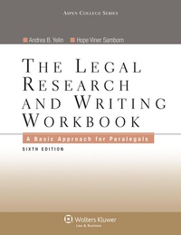 Abbildung von: The Legal Research and Writing Workbook - Aspen Publishers Inc.,U.S.