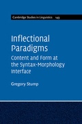 Cover: Inflectional Paradigms - Cambridge University Press
