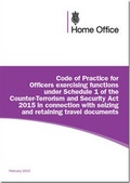 Cover: Code of practice for officers exercising functions under schedule 1 of the Counter-Terrorism and Security Act 2015 in connection with seizing and retaining travel documents - TSO