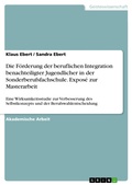 Cover: Die F&ouml;rderung der beruflichen Integration benachteiligter Jugendlicher in der Sonderberufsfachschule. Expos&eacute; zur Masterarbeit - GRIN Verlag