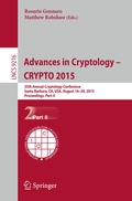 Cover: Advances in Cryptology -- CRYPTO 2015 - Springer