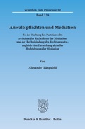 Abbildung von: Anwaltspflichten und Mediation. - Duncker & Humblot