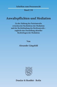Abbildung von: Anwaltspflichten und Mediation. - Duncker & Humblot