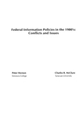 Cover: Federal Information Policies in the 1980's - Praeger Publishers Inc