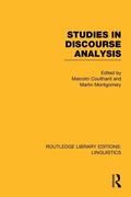 Cover: Studies in Discourse Analysis (RLE Linguistics B: Grammar) - Routledge