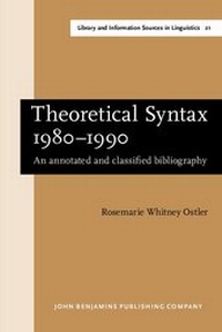 Enlarge image Cover: Theoretical Syntax 1980-1990 - John Benjamins Publishing Company