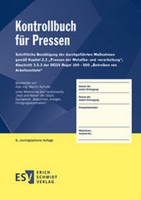 Abbildung von: Kontrollbuch für Pressen - Erich Schmidt Verlag