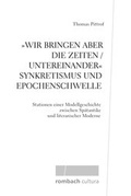 Cover: 'Wir bringen aber die Zeiten / untereinander' Synkretismus und Epochenschwelle - Rombach Druck- und Verlagshaus