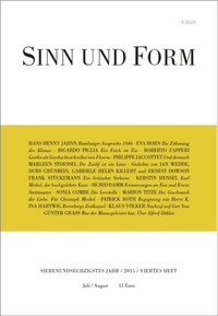 Enlarge image Cover: Sinn und Form 4/2015 - SINN und FORM