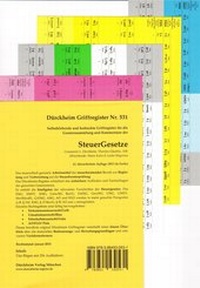 Abbildung von: SteuerGesetze Griffregister Nr. 531 (2015): 256 selbstklebende und farbig bedruckte Griffregister für die Steuergesetze - Dürckheim Verlag