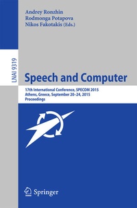Enlarge image Cover: Speech and Computer - Springer