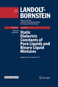 Cover: Static Dielectric Constants of Pure Liquids and Binary Liquid Mixtures - Springer