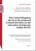 Cover: The United Kingdom opt-in to the proposed Council Decision on the relocation of migrants within the EU - TSO