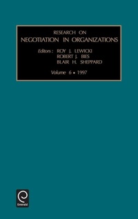 Enlarge image Cover: Research on Negotiation in Organizations - JAI Press Inc.