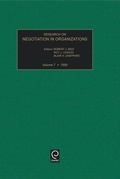 Cover: Research on Negotiation in Organizations - JAI Press Inc.