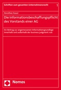 Abbildung von: Die Informationsbeschaffungspflicht des Vorstands einer AG - Nomos
