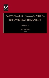 Enlarge image Cover: Advances in Accounting Behavioral Research - JAI Press Inc.