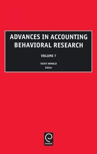Enlarge image Cover: Advances in Accounting Behavioral Research - JAI Press Inc.