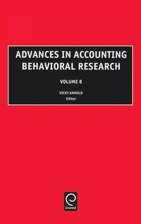 Enlarge image Cover: Advances in Accounting Behavioral Research - JAI Press Inc.