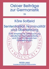 Abbildung von: Sententialität, Nominalität und Übersetzung - Peter Lang Verlag