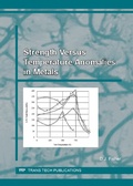 Cover: Strength Versus Temperature Anomalies in Metals - Trans Tech Publications Ltd