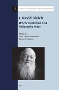 Cover: J. David Bleich: Where Halakhah and Philosophy Meet - Brill