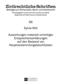Abbildung von: Auswirkungen materiell unrichtiger Entsprechenserklärungen auf den Bestand von Hauptversammlungsbeschlüssen - Peter Lang Verlag