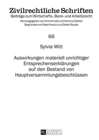 Abbildung von: Auswirkungen materiell unrichtiger Entsprechenserklärungen auf den Bestand von Hauptversammlungsbeschlüssen - Peter Lang Verlag
