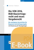 Cover: Die VOB 2016, BGB-Bauvertragsrecht und neues Vergaberecht (E-Book) - Reguvis Fachmedien