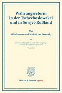 Abbildung von: Währungsreform in der Tschechoslowakei und in Sowjet-Rußland - Duncker & Humblot