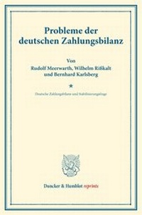 Abbildung von: Probleme der deutschen Zahlungsbilanz. - Duncker & Humblot