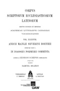 Cover: Anicii Manlii Severini Boethii operum, pars I: In Isagogen Porphyrii commenta - Verlag der &ouml;sterreichischen Akademie der Wissenschaften