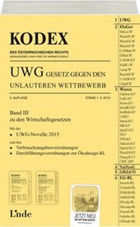 Abbildung von: KODEX UWG Gesetz gegen den unlauteren Wettbewerb 2015/16 - Linde