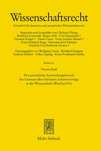 Abbildung von: Der persönliche Anwendungsbereich des Gesetzes über befristete Arbeitsverträge in der Wissenschaft (WissZeitVG) - Mohr Siebeck