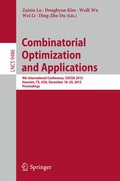 Cover: Combinatorial Optimization and Applications - Springer