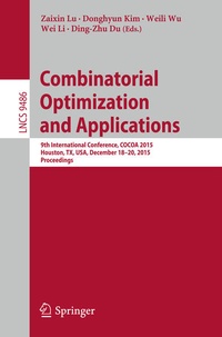 Enlarge image Cover: Combinatorial Optimization and Applications - Springer