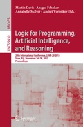 Cover: Logic for Programming, Artificial Intelligence, and Reasoning - Springer