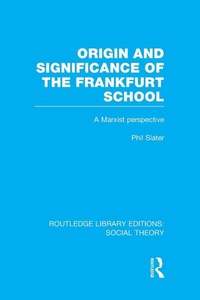 Enlarge image Cover: Origin and Significance of the Frankfurt School (RLE Social Theory) - Routledge