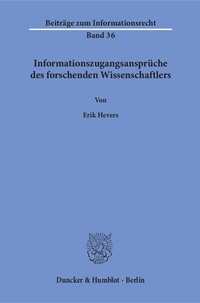 Abbildung von: Informationszugangsansprüche des forschenden Wissenschaftlers - fibre